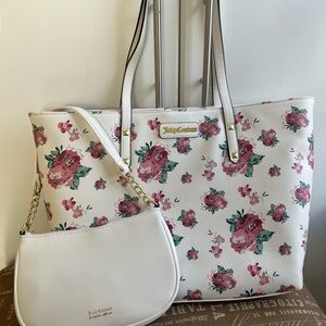 Juicy Couture Pink Floral Tote and White Bag Set